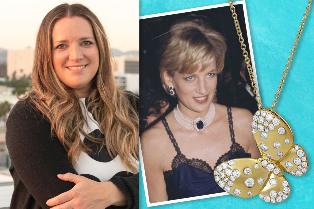 Collage by Gemfluencer Emily Waterfall, Princess Diana and a Gold Butterfly Collar