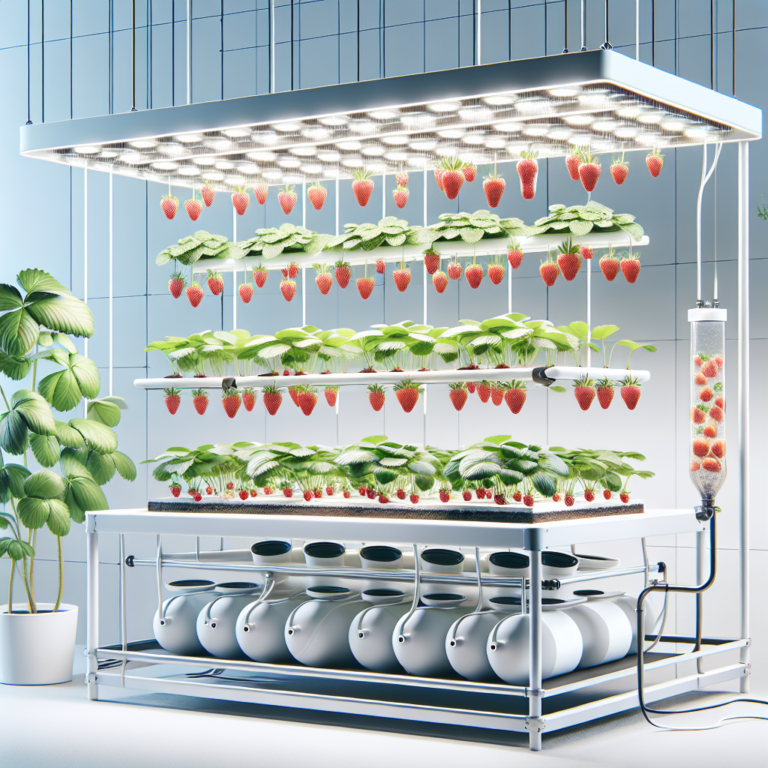 hydroponic setup for growing strawberries indoors